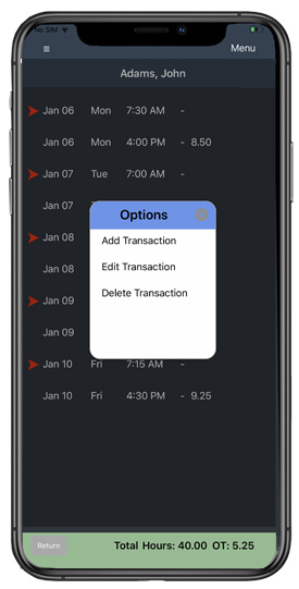 Tap 'Menu' to get a pop-up menu of options.