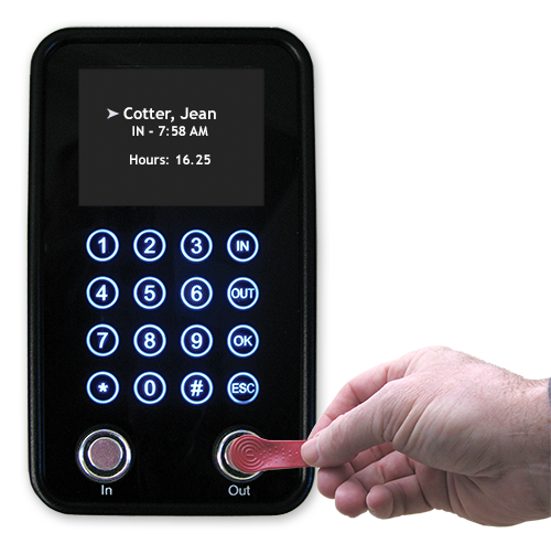 Employees clock in with an iButton. With no moving parts, the Vetro isn't hampered by dirt, sawdust, grease or other substances.