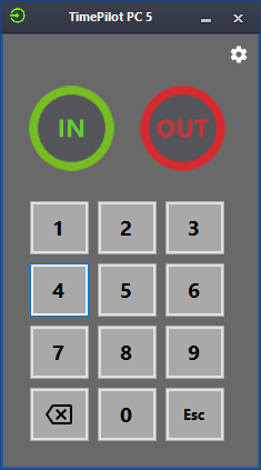 TimePilot PC. Tap or click your ID number and then In or Out.